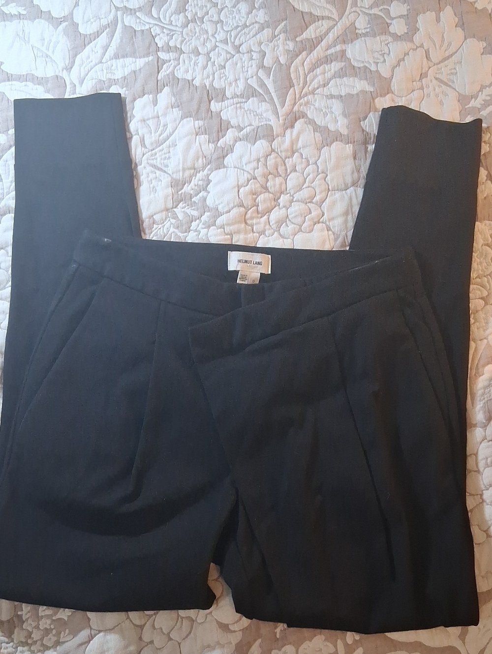 Helmut Lang Black Tailored Pleated Trouser Pants
